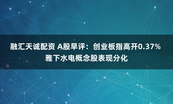 融汇天诚配资 A股早评：创业板指高开0.37% 雅下水电概念股表现分化